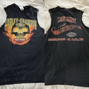 Classic 90’s vintage Harley Davidson graphic deconstructed tank top
